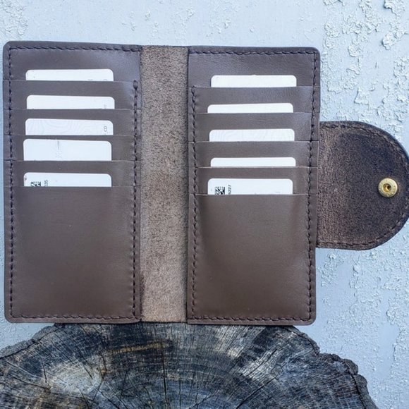 Women's Ten Card Brown Leather Wallet - Picture 2 of 2